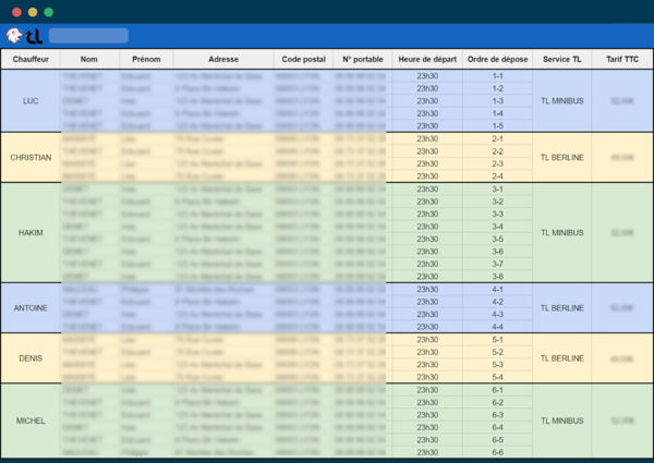 Click on the image to enlarge it Planning exemple (Click on the image to enlarge it)