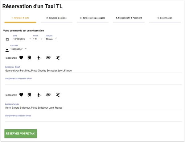 Portail TL PRO - Interface de réservation