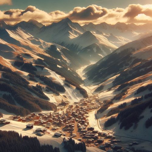 Alpine Landscape Les 3 Vallées Illustration