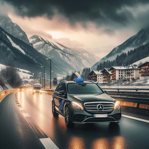 Chamonix Sedan Taxi Illustration